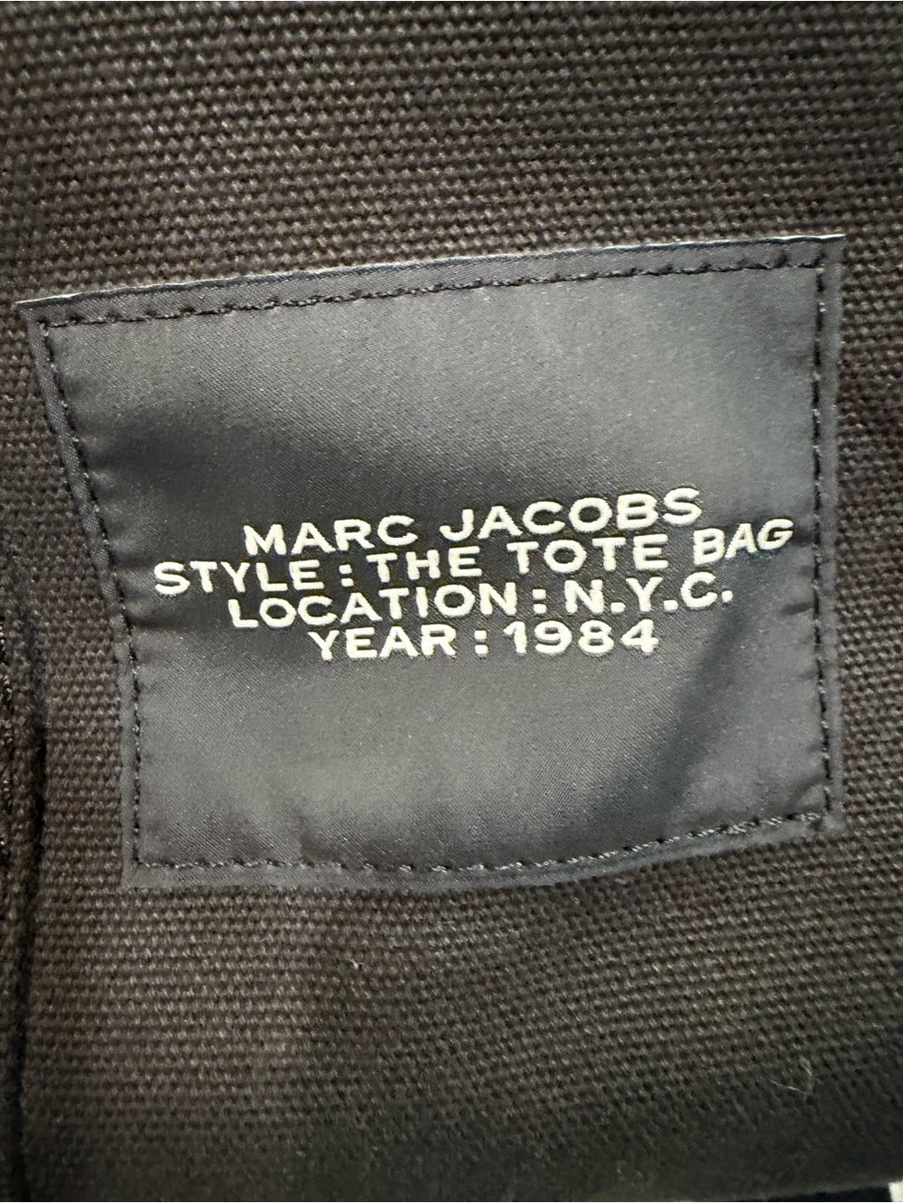 Marc Jacobs Black Canvas Tote with White Logo